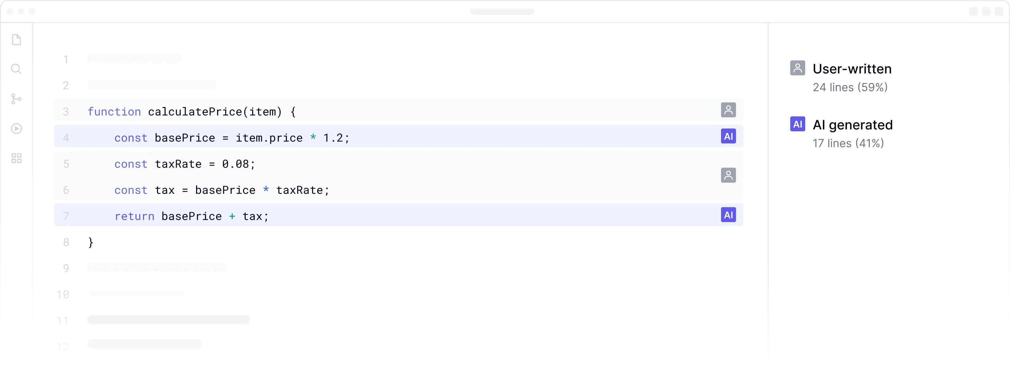 CLI daemon interface showing filesystem-level tracking of AI and human-authored code changes