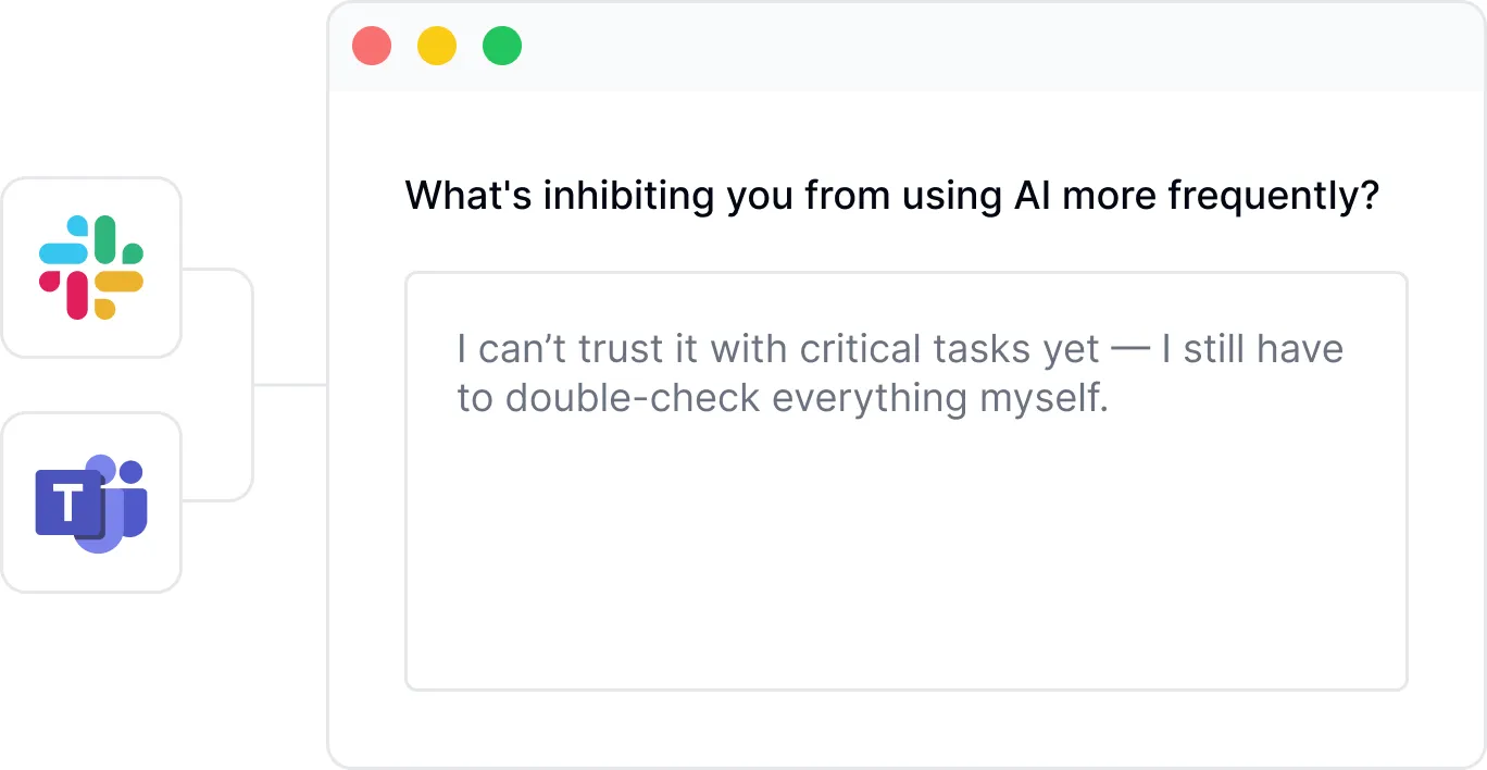 Study timing interface for triggering lightweight surveys through Slack and Teams after key workflows