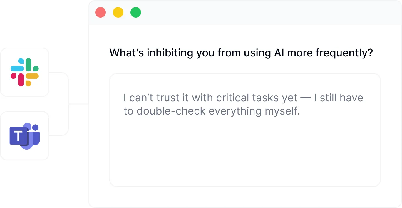 Study timing interface for triggering lightweight surveys through Slack and Teams after key workflows