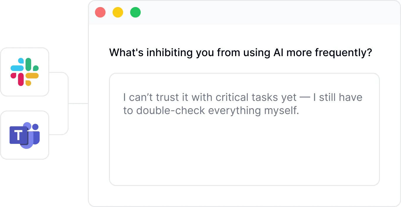 Study timing interface for triggering lightweight surveys through Slack and Teams after key workflows