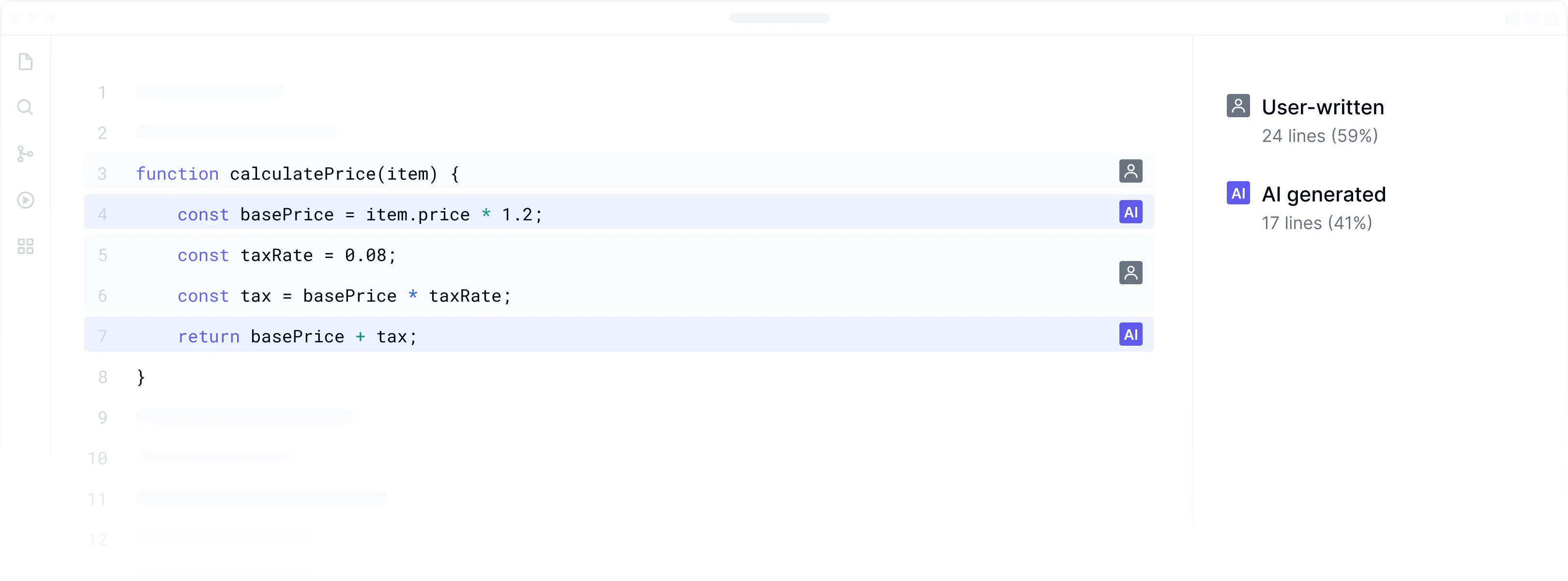 CLI daemon interface showing filesystem-level tracking of AI and human-authored code changes